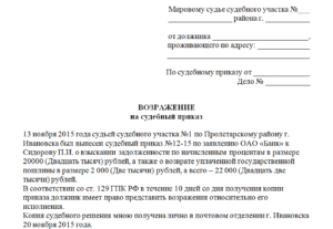 Как правильно представить возражение мировому судье