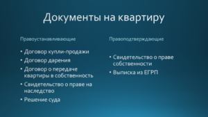 Правоустанавливающие документы и правоудостоверяющие документы договор