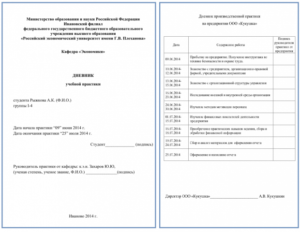 Пример заполнения дневника по производственной практике менеджера