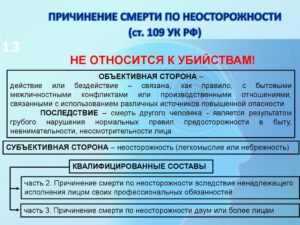 Причинение смерти по неосторожности субъективная сторона