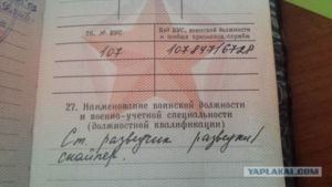 Что в составе команды в военном билете
