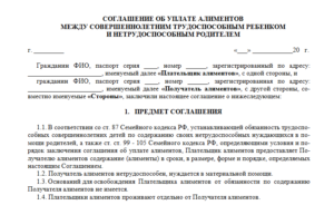 Понятие алиментных соглашений