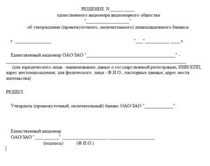 Протокол ликвидационной комиссии об утверждении ликвидационного баланса