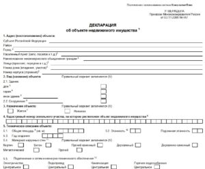 Декларация для оформления дома по дачной амнистии бланк