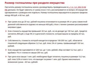 При разделе имущества государственная пошлина